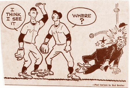 Bud Bentley contributed this cartoon to Mickey Herskowitz's article in the Houston Post on April 10, 1965, entitled: "Dome Puzzle Deepens: As Advice Pours In."