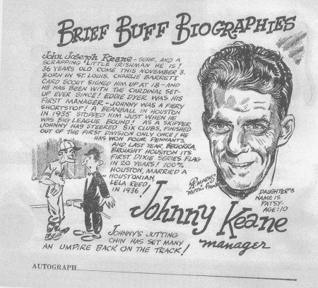 Excerpt from "Your 1948 Houston Buffs, Dixie Champions: Brief Biographies By Morris Frank and Adie Marks (1948).