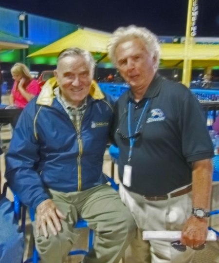 Tal Smith of the Skeeters also dropped in to say hello. Here he is with Larry Miggins.