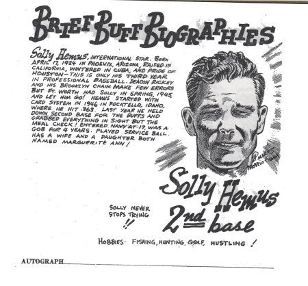 Excerpt from "Your 1948 Houston Buffs, Dixie Champions: Brief Biographies By Morris Frank and Adie Marks (1948).