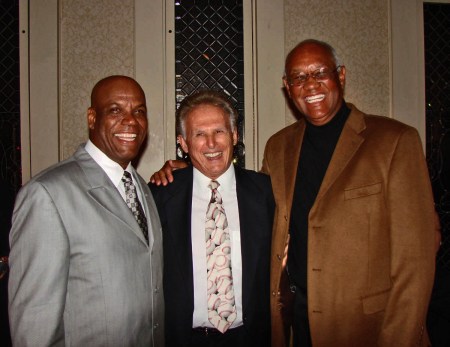 Three Astros Who Were There for the 1976 Astrodome Rainout: Centerfilder Cesar Cedeno, General Manager Tal Smith, and Third Baseman Enos Cabell. (Photo by Bill McCurdy, 2007.)