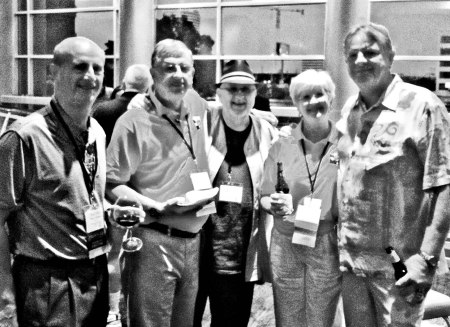 AT THE WEDNESDAY ABR MEET & GREET: Vince Gennaro, SABR Board President, Bob Dorrill, Houston Chapter Chair,Bill McCurdy, Marsha Franty, and Larry Dierker.
