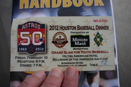 The most recent Houston Baseball Dinner in 2012 celebrated the city's 50 years in the big leagues.
