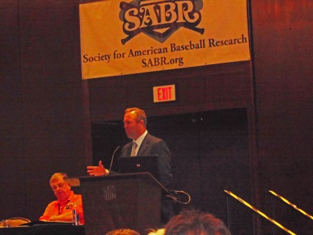 Astros President Reid Ryan delivered the Keynote Welcoming Address after Houston SABR Chairman Bob Dorrill read a City of Houston Proclamation that July 31-August 3 was altogether dedicated by Mayor Elise Parker as "SABR Day in Houston."
