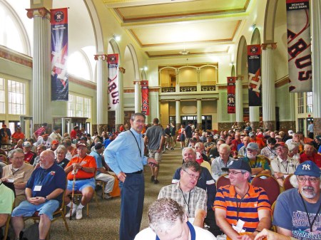 SABR 44 members were led by Mark Appelman into the great hall at Union Station for two panel discussions at the ballpark prior to the 6:00 PM Blue Jays @ Astros game.