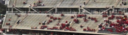 Those landings make some blocked view seats unsaleable twice. They are a serious design failure at TDECU Stadium.