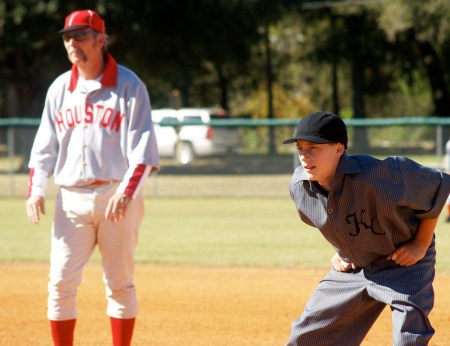 !st Baseman Larry Joe Miggins of the Houston Babies in a Vintage Game with the Katy Combine in 2014. Photo Courtesy of Dave Lopez