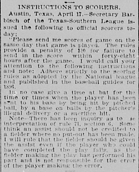 Houston Post April 18, 1896 Contributed By Researcher Darrell Pittman