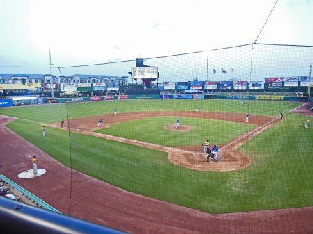 The view of the game between the visiting York Revolution and the home Sugar Land Skeeters from our SABR suite was the best.
