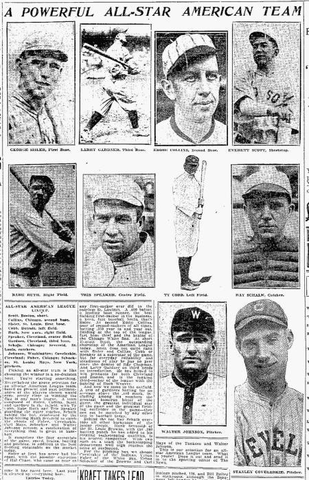 Galveston News AL All Star Picks June 19, 1921 Submiited by Darrell Pitman