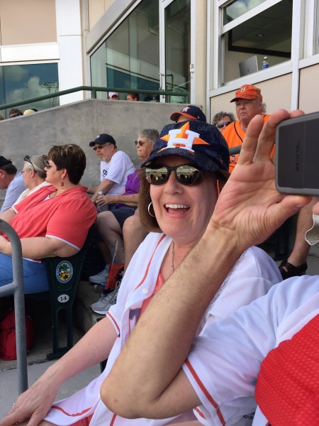 Bridgett Brown apparently was happily surprised, even if they did misspell her first name. One consolation? original Houston Colt .45 Pidge Browne is one fo the few who ever misspelled that popular last name. The2016 Astros got part right this time.