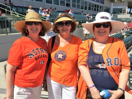 Bridgett, Diane, and Susan ~ Hard to tell from their attire that they are on a baseball vacation, isn't it?