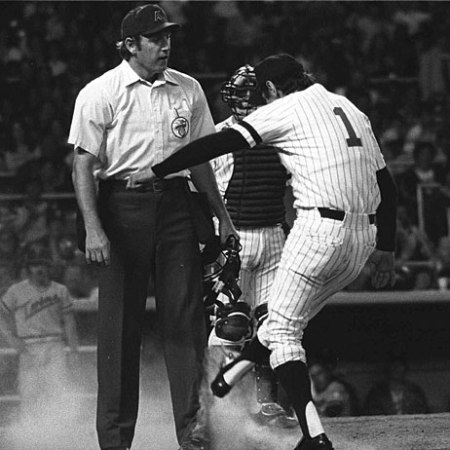 Billy Martin expressing a difference of opinion on a game call by an umpire.