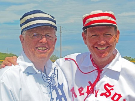 2 of the 3 "BOB" Managers Bob Dorrill of the Houston Babies and Bob Copus of the Barker Red Sox go over the special rules governing today's 3-team scrimmage. Manager Bob Striker of the Motown Strikers Couldn't be here today. April 9, 2016