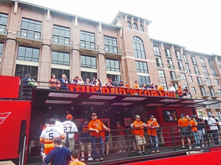 There a few Bagwells and a bunch of Altuves running around the Astros Opening Day Street Festival.