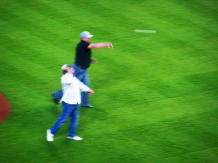 Roger Clemens (top) and Jeff Bagwell threw out dual first pitches to Dallas Keuchal and Carols Correa, respectively.