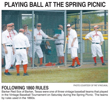 The Barker Red Sox get ready for their first game in Sealy. - The tall smiling slender fellow on the far left is manager Bob Copus.