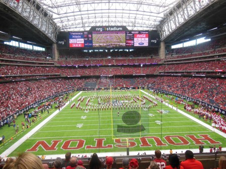 Beautiful NRG Stadium - where a blended sea of 71,000 Cougar and  Sooner fans turned out for battle of teo football titans on Opening Day, 2016.